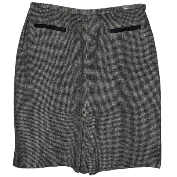 DONCASTER - Black & White Silk Blend Woven Midi Straight Pencil Skirt - Size 8 - Picture 1 of 4